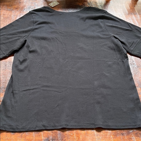 J.JILL Scoop Neck Pima-Slub Cotton Elbow Sleeve Tee Black Women's Size 2X - Picture 8 of 9